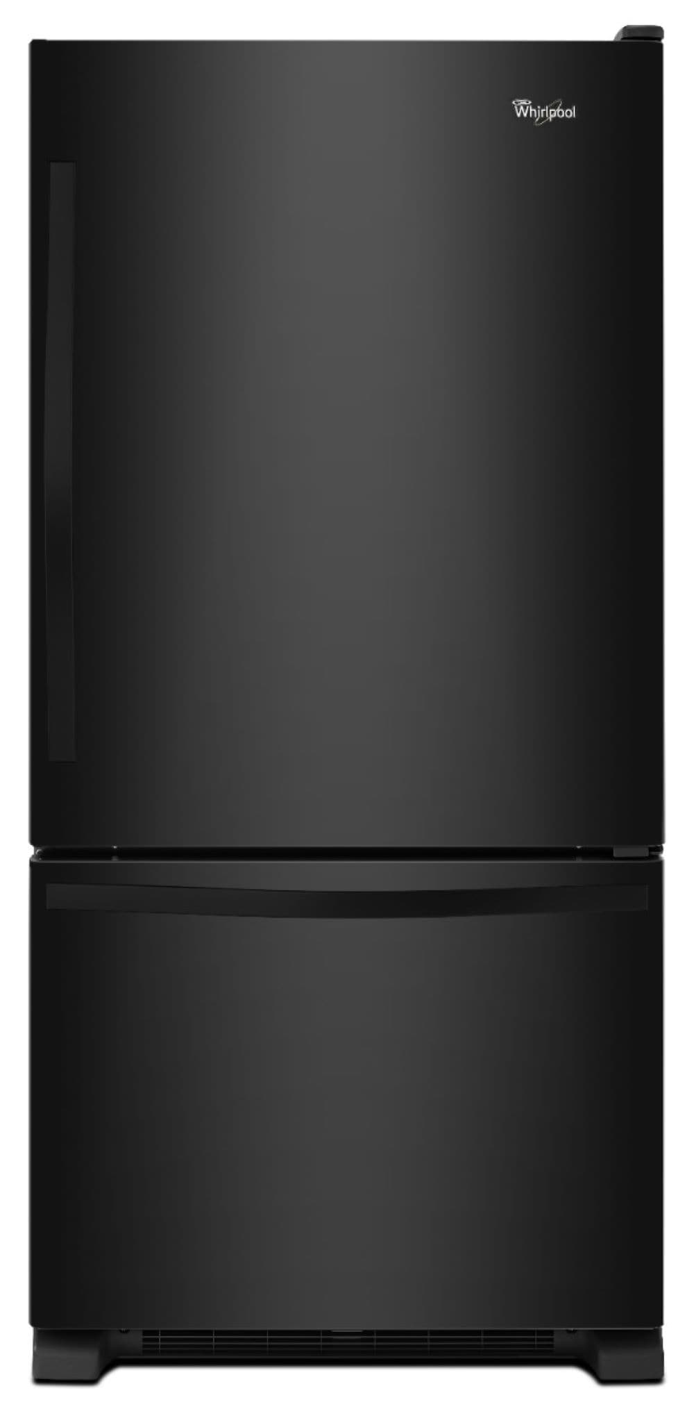 Whirlpool 18.7-cu ft Standard-Depth 30-in Wide Bottom-Freezer Refrigerator with Ice Maker ( Black ) ENERGY STAR Certified