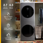 Whirlpool Ventless Heat Pump Laundry Tower 2.8-cu ft Front load Washer and 4.3-cu ft Electric Dryer Compact Stacked Laundry Center ( Titanium Metallic )