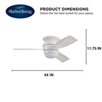 Harbor Breeze Mazon 44-in White LED Flush Mount Ceiling Fan With Light and Remote Control Included
