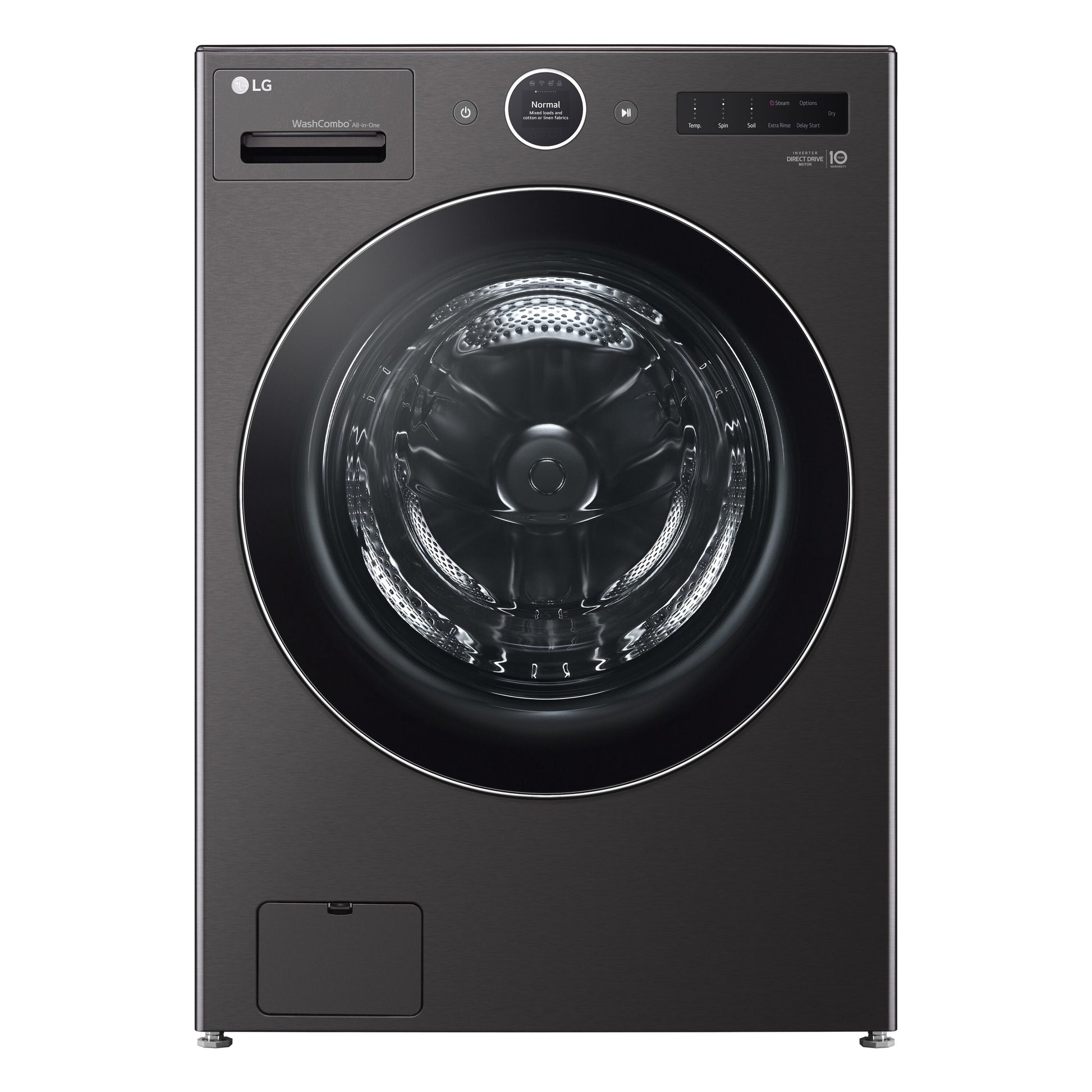 LG TurboWash360 5.0-cu ft Ventless All-In-One Washer Dryer Combo with Steam Cycle ( Black Steel )