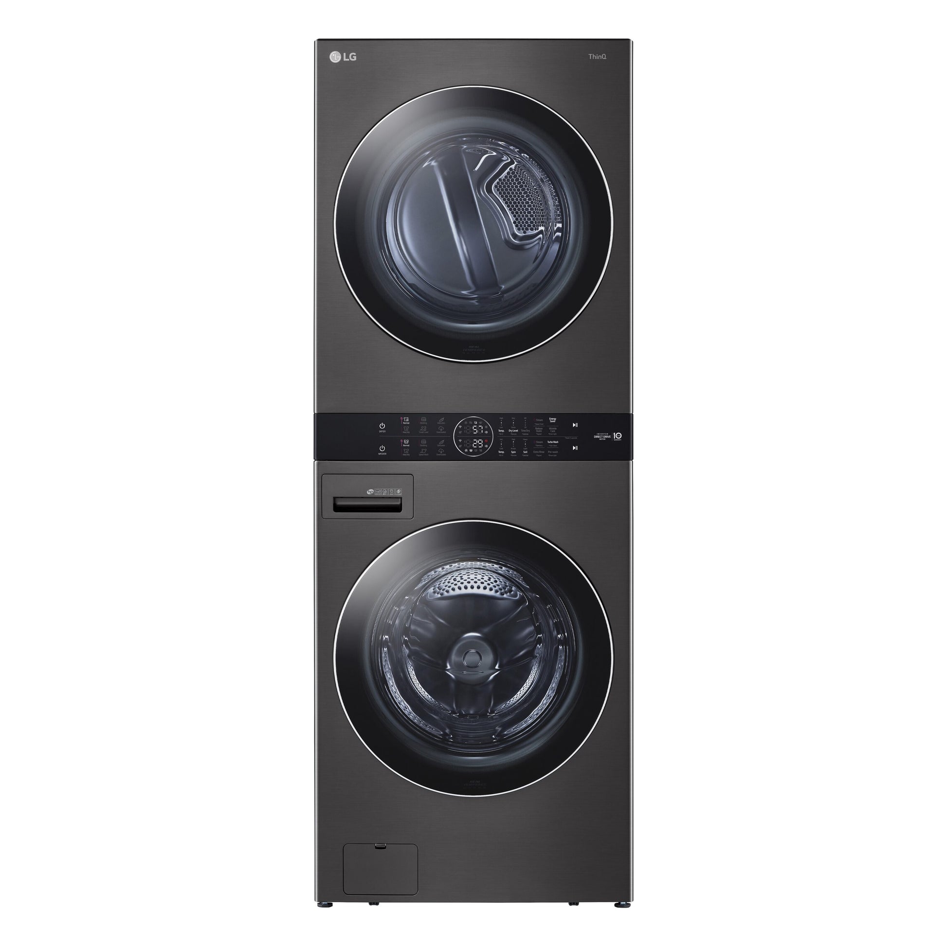 LG WashTower Electric Stacked Laundry Center with 4.5-cu ft Front load Washer and 7.4-cu ft Dryer ( Black Steel )