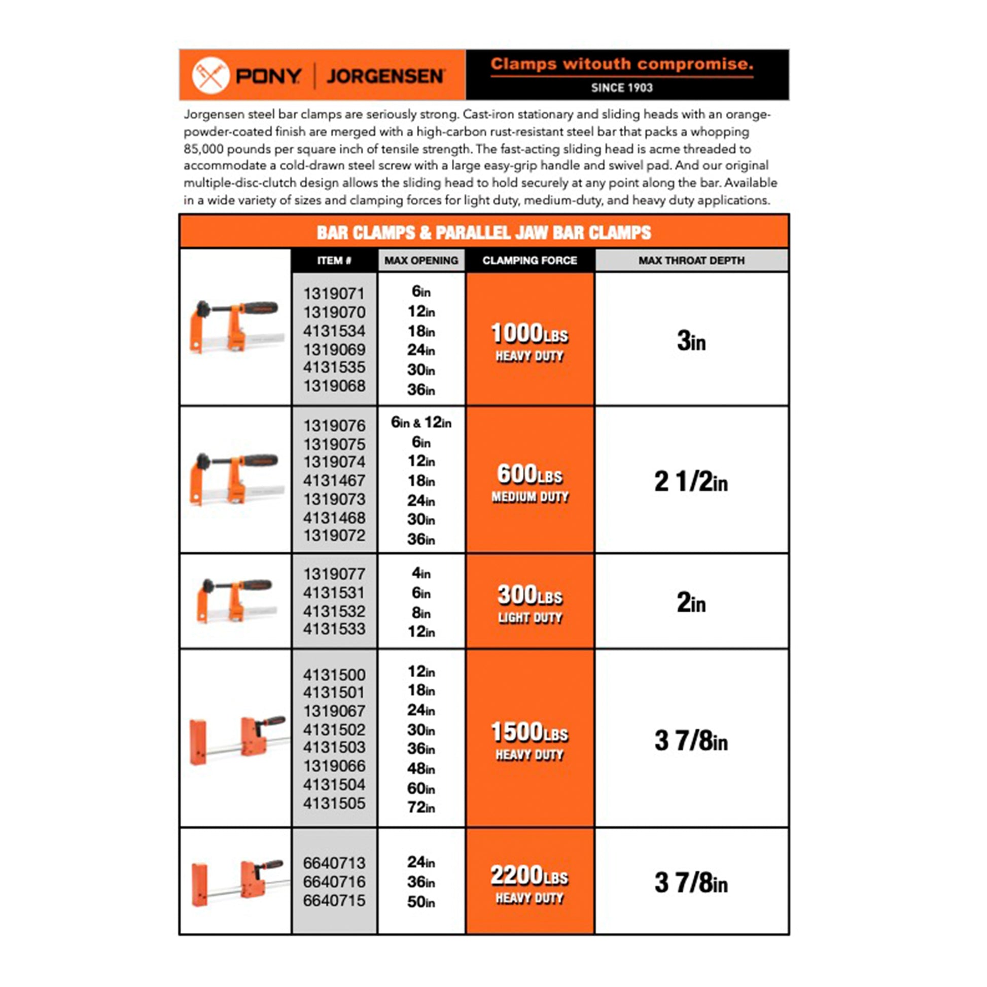 Jorgensen 6-in 600-lb Bar Clamp