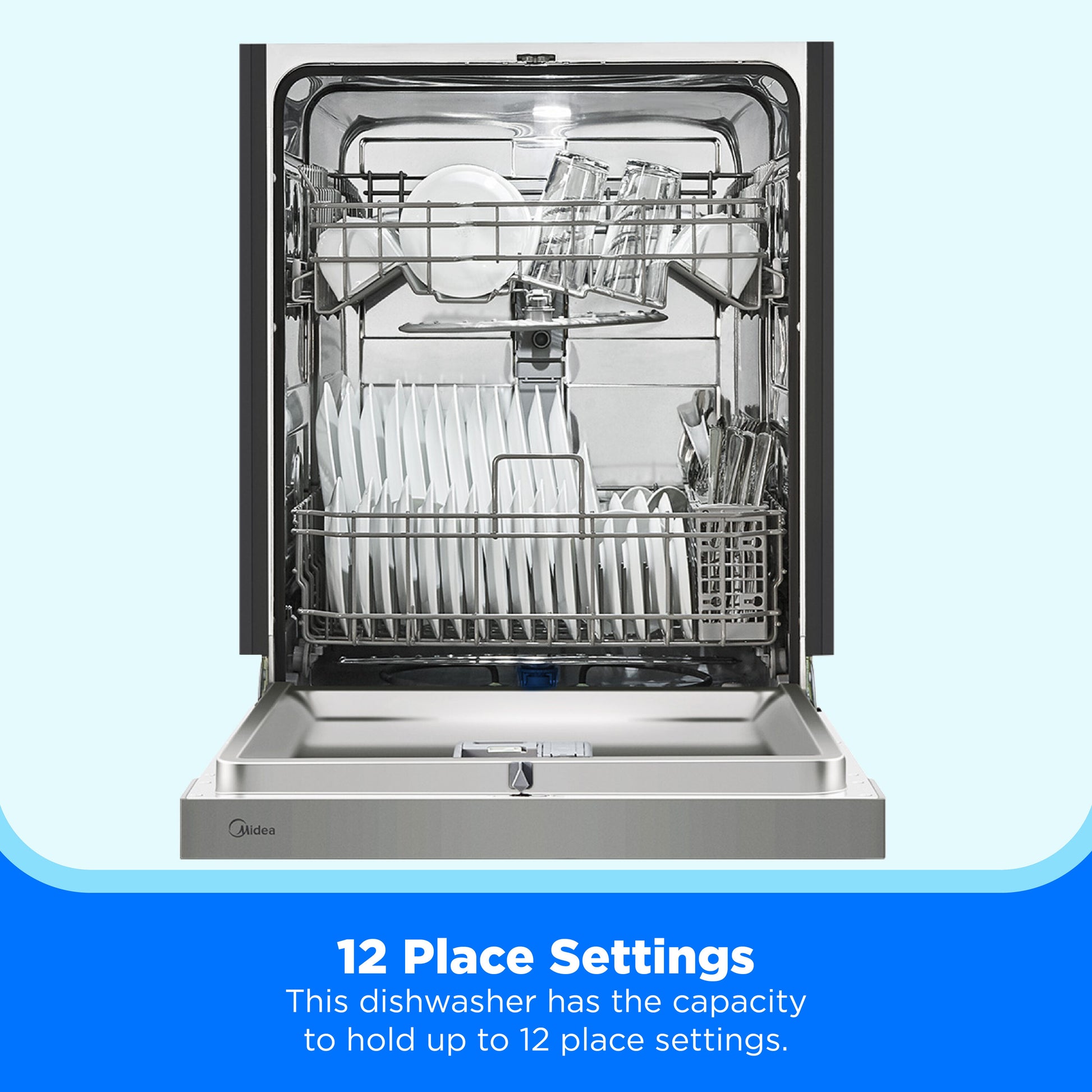Midea 24-in Front Control Built-in Dishwasher ( Stainless Steel ) , 52-Decibel