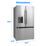 Midea Standard-Depth OneTouch Autofill 28.9-cu ft 3 -Door 36-in Wide with Dual Ice Maker ( Stainless steel ) ENERGY STAR Certified