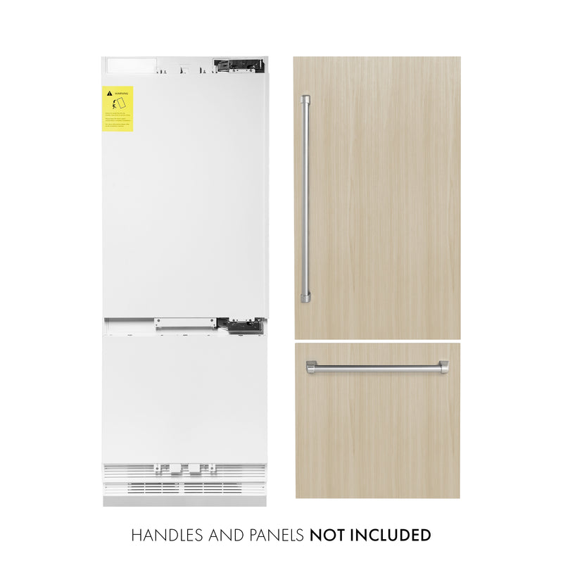 ZLINE KITCHEN & BATH Built-In 16.1-cu ft Counter-Depth 30-in Wide Built-In Bottom-Freezer Refrigerator with Ice Maker ( Custom Panel-Ready ) ENERGY STAR Certified