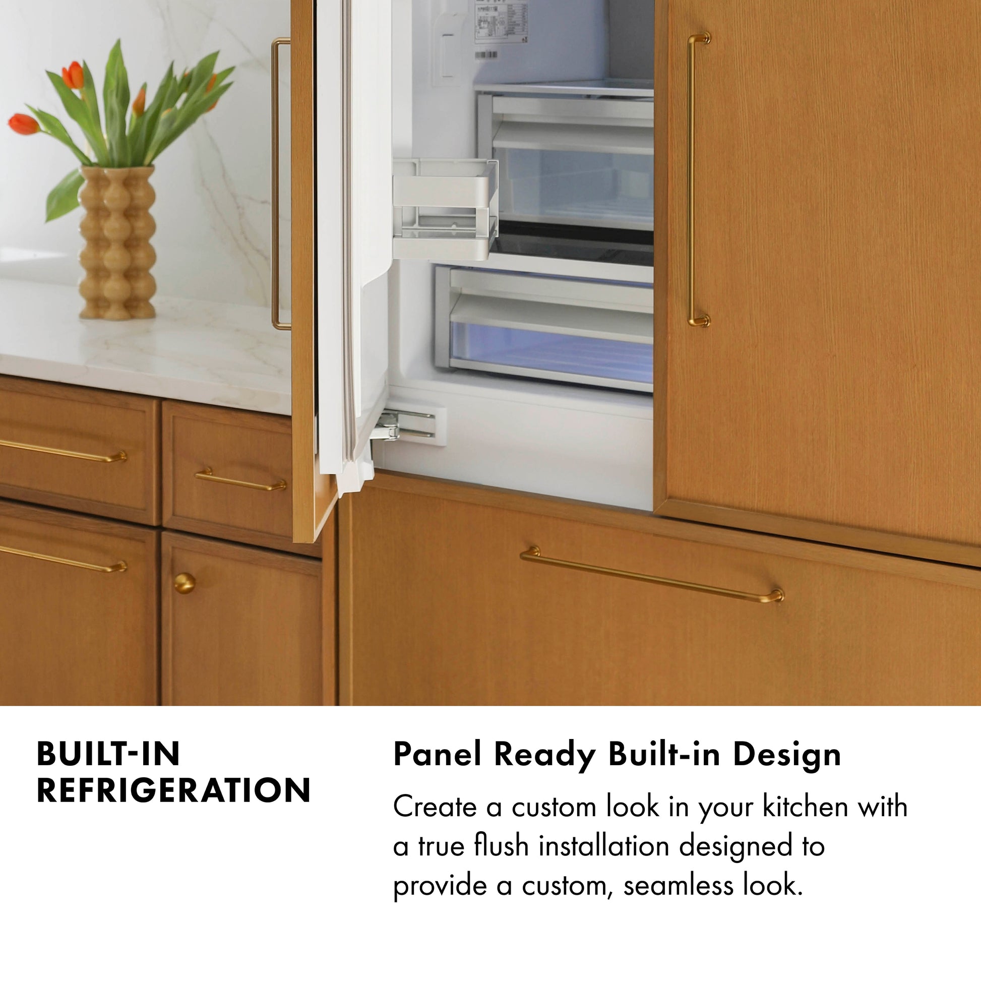 ZLINE KITCHEN & BATH Built-In 16.1-cu ft Counter-Depth 30-in Wide Built-In Bottom-Freezer Refrigerator with Ice Maker ( Custom Panel-Ready ) ENERGY STAR Certified