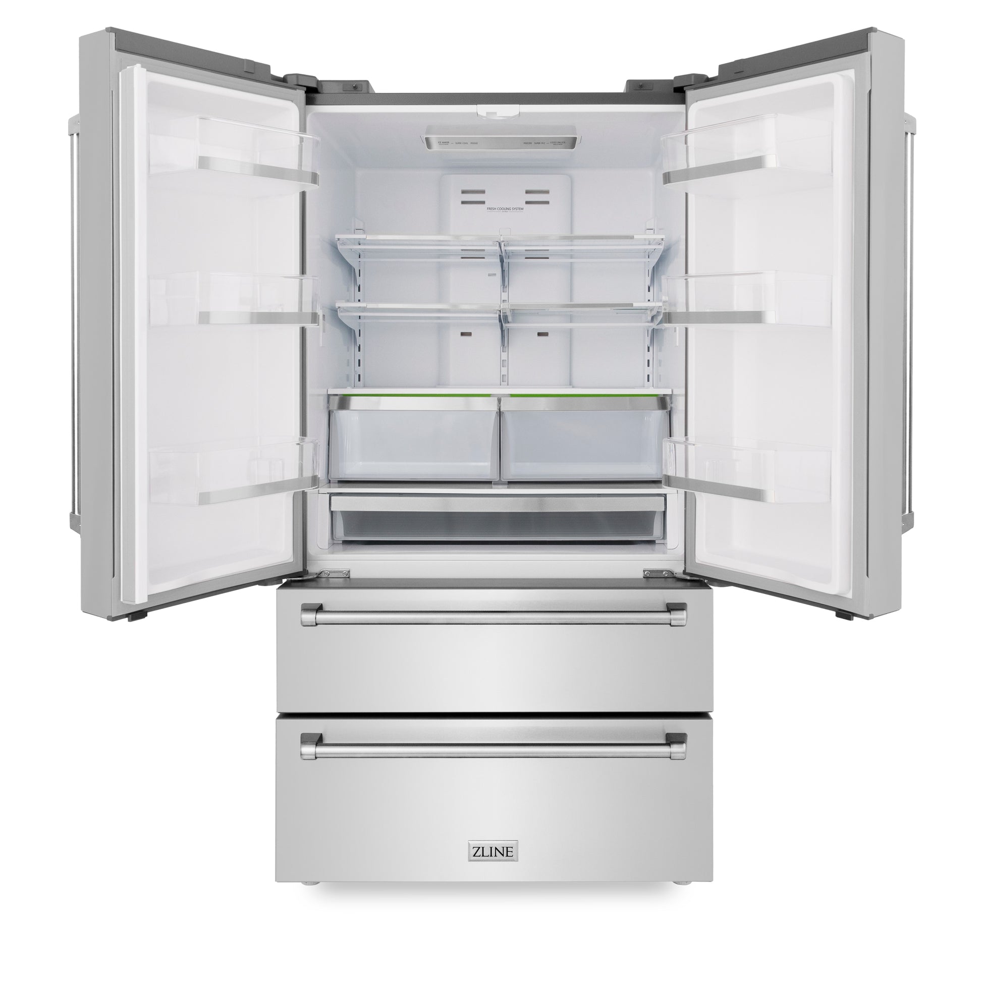 ZLINE KITCHEN & BATH Counter-Depth 22.5-cu ft 4 -Door 36-in Wide with Ice Maker (Fingerprint Resistant Stainless Steel)