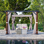 Alpine Reserve 10-ft W x 10-ft L x 7-ft 8-in H Wood grain posts,brown roof frame,light beige canopy,dark
