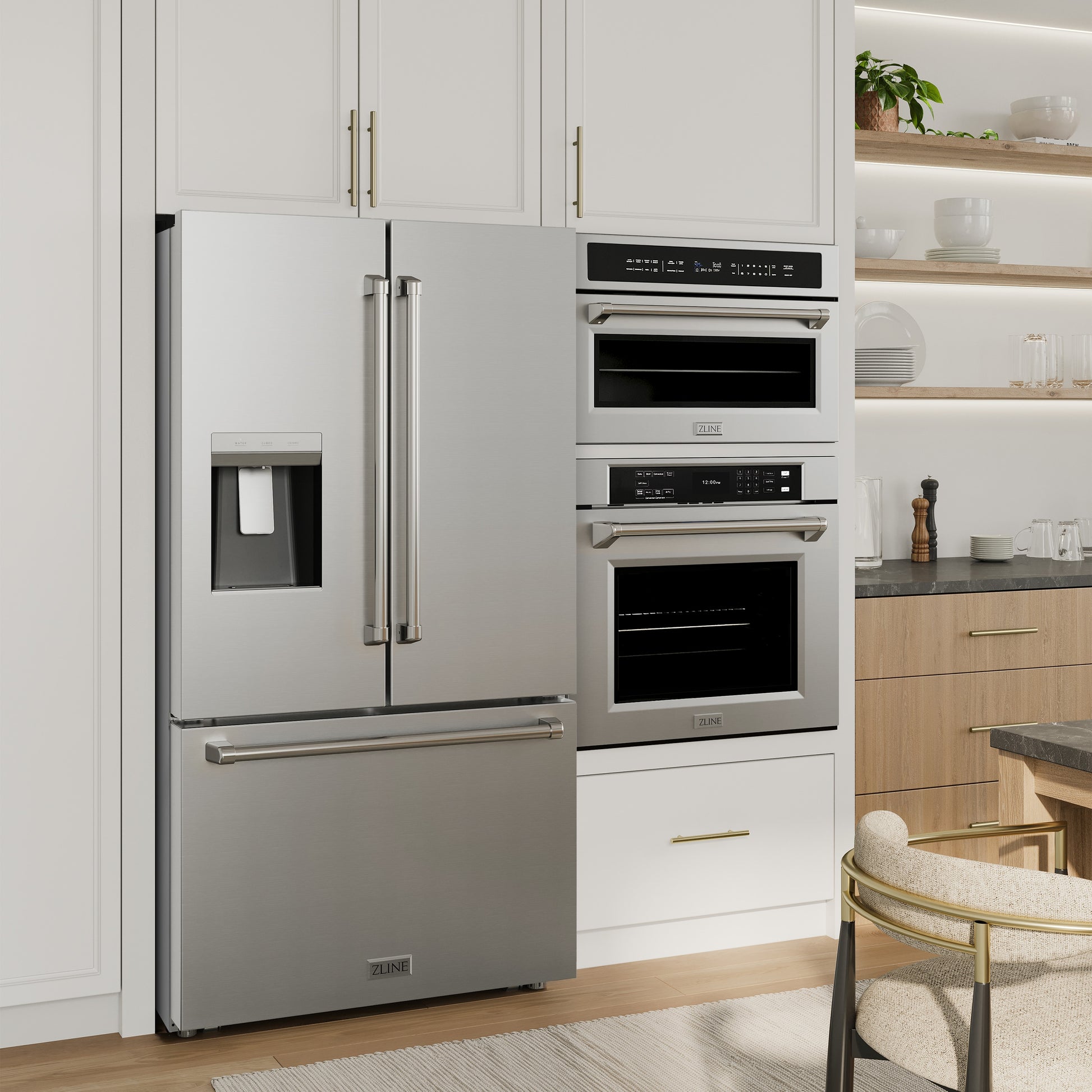 ZLINE KITCHEN & BATH Standard-Depth 28.9-cu ft 3 -Door 36-in Wide with Dual Ice Maker ( Stainless Steel with Stainless Steel Handle ) ENERGY STAR Certified