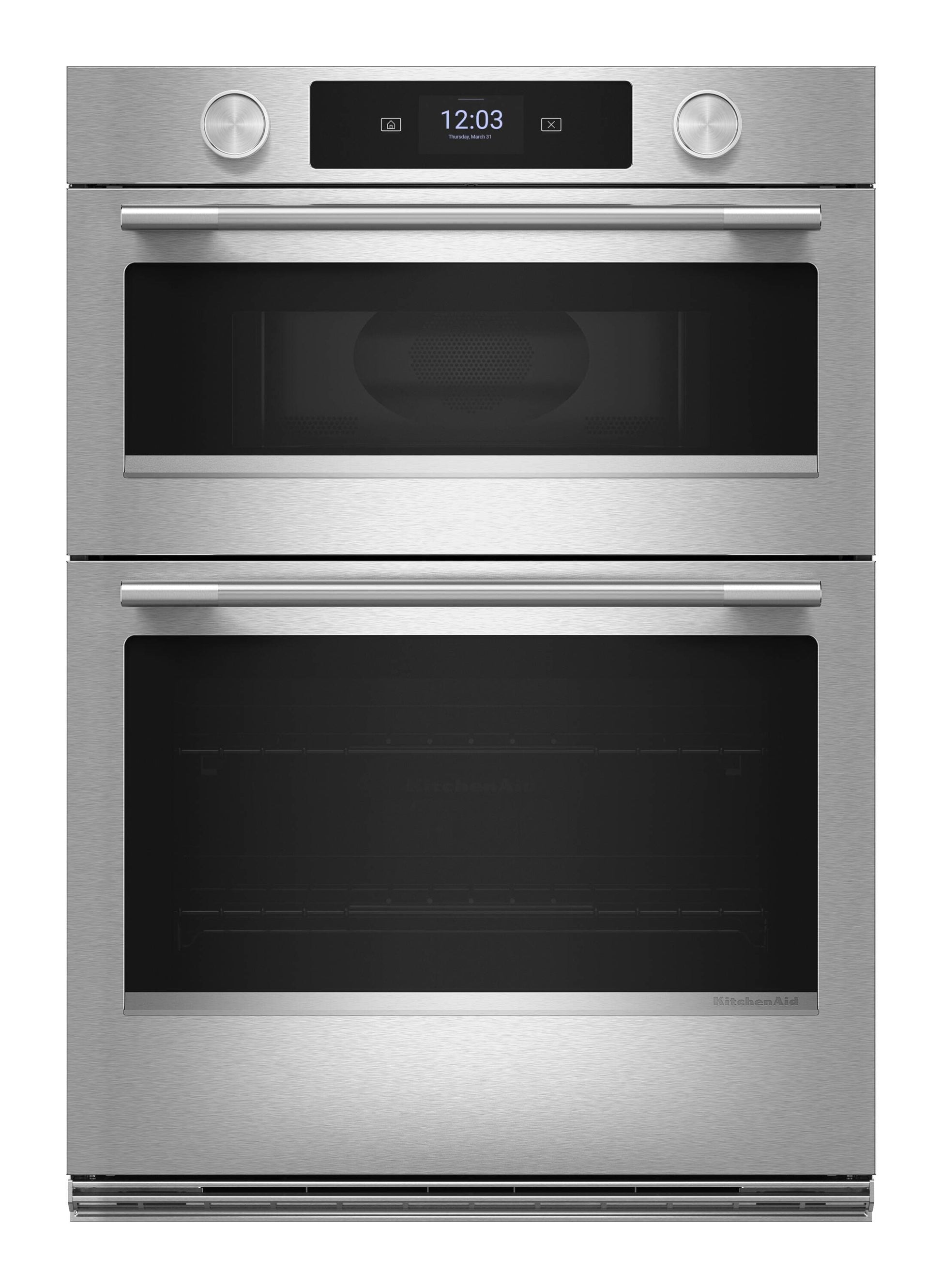 KitchenAid 27 inch Self + Steam Cleaning Air Fry Smart Compatible Microwave Wall Oven Combo ( PrintShield Stainless )
