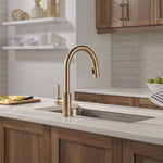 Delta Trask Gold Champagne Bronze Single Handle Deck-mount Pull-down Kitchen Faucet with Sprayer (Includes Deck Plate)