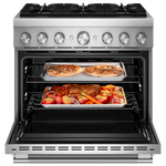 KitchenAid 36-in Standard 6 burners Air Fry Convection Oven Slide-In Dual Fuel Range ( Stainless Steel )