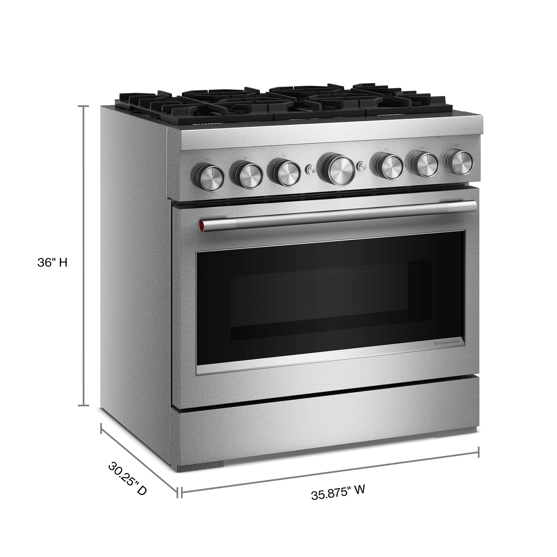 KitchenAid 36-in Standard 6 burners Air Fry Convection Oven Slide-In Dual Fuel Range ( Stainless Steel )