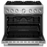 KitchenAid 36-in Standard 6 burners Air Fry Convection Oven Slide-In Dual Fuel Range ( Stainless Steel )