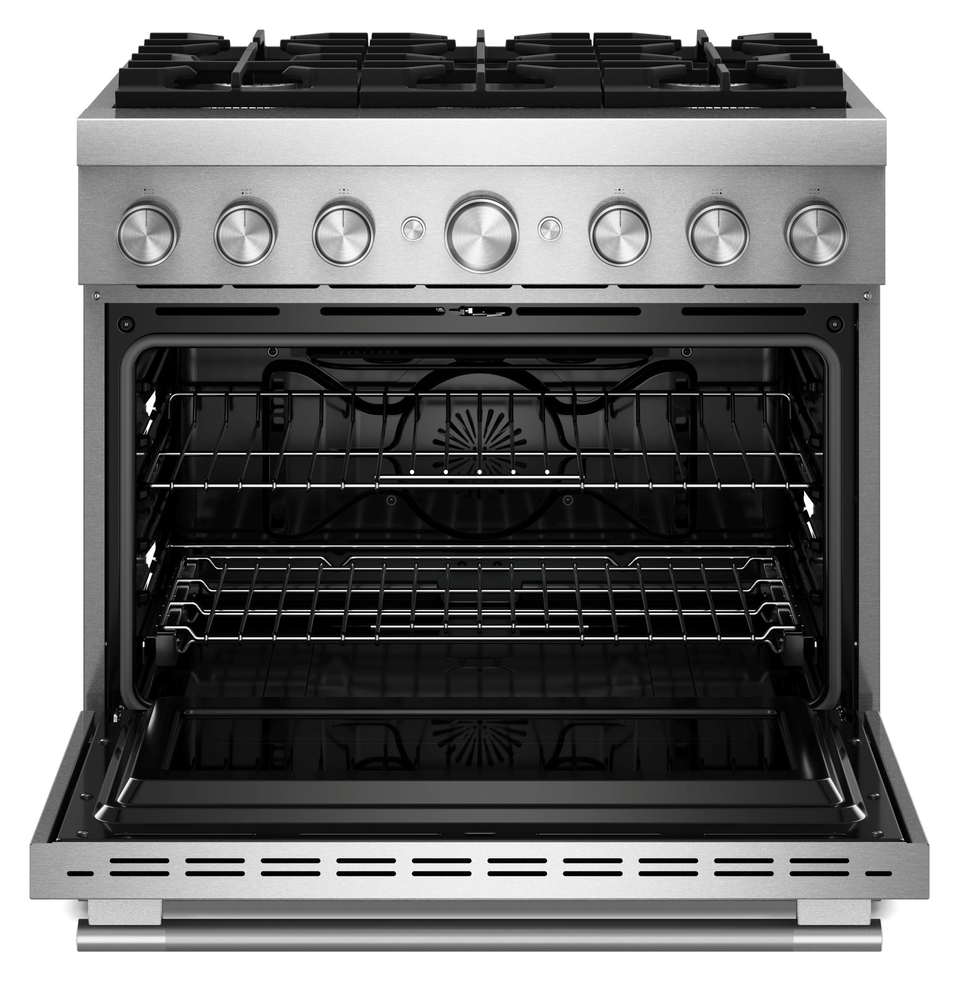 KitchenAid 36-in Standard 6 burners Air Fry Convection Oven Slide-In Dual Fuel Range ( Stainless Steel )