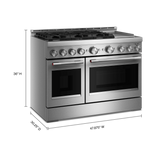 KitchenAid 48-in 6 burners 4.1-cu ft / 2.2-cu ft Air Fry Convection Oven Slide-In Double Oven Gas Range ( Stainless Steel )
