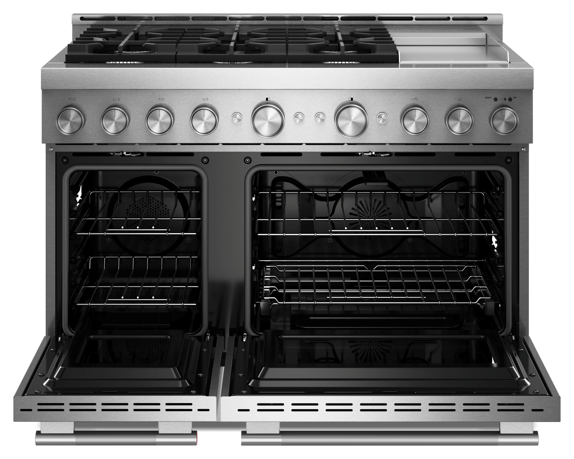 KitchenAid 48-in 6 burners 4.1-cu ft / 2.2-cu ft Air Fry Convection Oven Slide-In Double Oven Gas Range ( Stainless Steel )