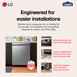 LG 24-in Front Control Built-in Dishwasher ( Black ) With Third Rack, QuadWash and Dynamic Dry , 48-Decibel