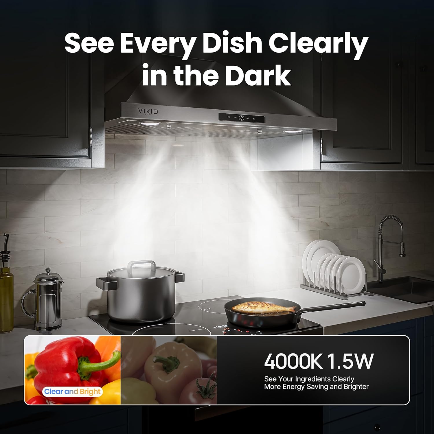 VIKIO 30-in Convertible 580-CFM Stainless Steel Wall-Mounted Range Hood, TD0775G-CC-i1 RP10-30 *JR2512, Retail: $329.99, FINAL PRICE: $179.99 + TAX