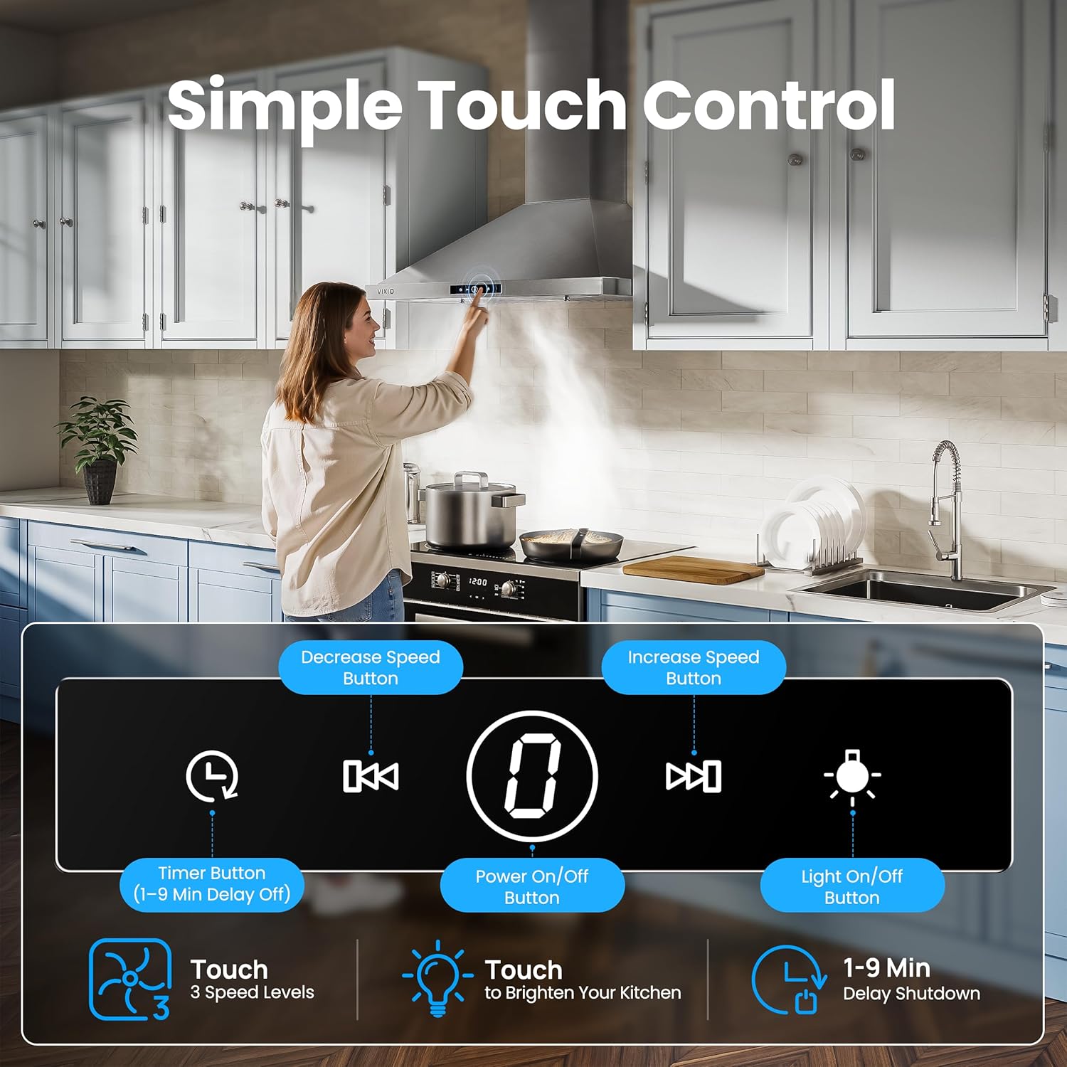 VIKIO 30-in Convertible 580-CFM Stainless Steel Wall-Mounted Range Hood, TD0775G-CC-i1 RP10-30 *JR2512, Retail: $329.99, FINAL PRICE: $179.99 + TAX