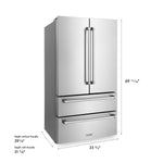 ZLINE KITCHEN & BATH Counter-Depth 22.5-cu ft 4 -Door 36-in Wide with Ice Maker (Fingerprint Resistant Stainless Steel)