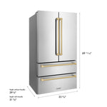 ZLINE KITCHEN & BATH Counter-Depth 22.5-cu ft 4 -Door 36-in Wide with Ice Maker (Fingerprint Resistant Stainless Steel)