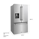 ZLINE KITCHEN & BATH Standard-Depth 28.9-cu ft 3 -Door 36-in Wide with Dual Ice Maker ( Stainless Steel with Stainless Steel Handle ) ENERGY STAR Certified