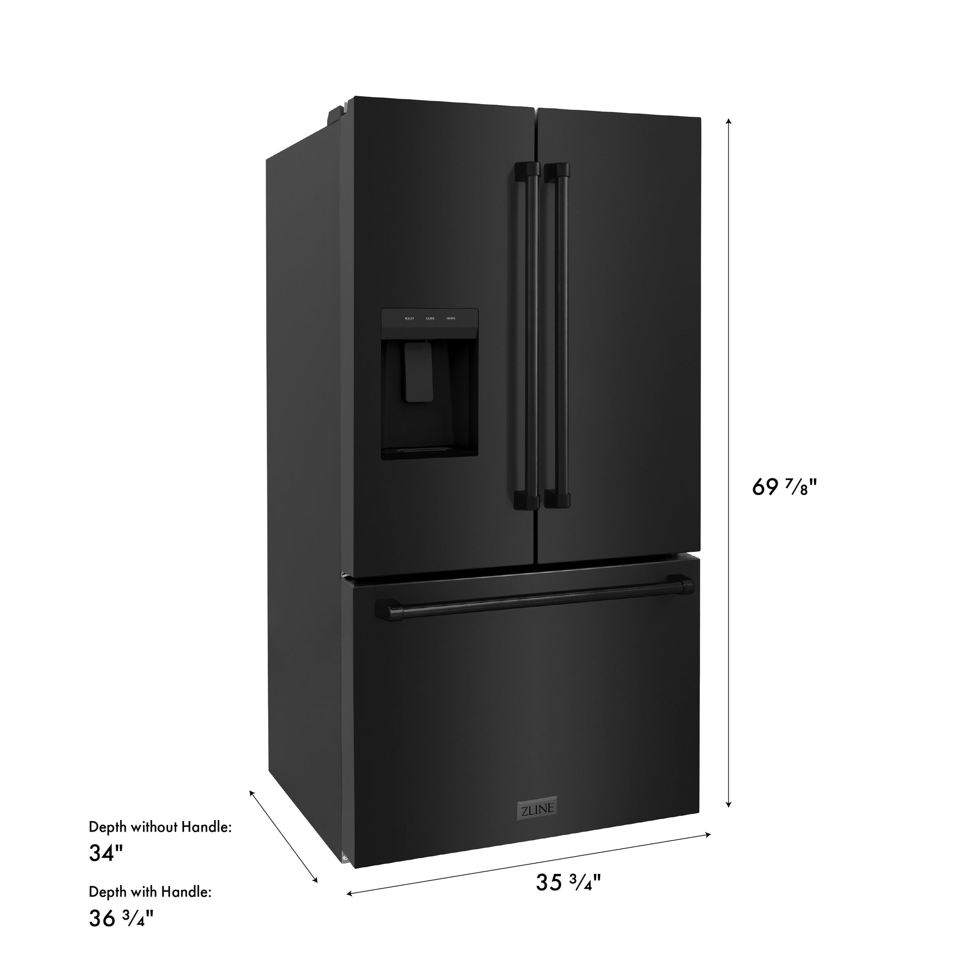 ZLINE KITCHEN & BATH Standard-Depth 28.9-cu ft 36-in Wide with Dual Ice Maker ( Black