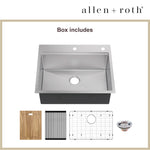 Alpine Reserve Drop-in 27-in x 22-in Stainless steel Single bowl 16 -Gauge Workstation Kitchen Sink