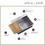 Alpine Reserve Drop-in 27-in x 22-in Stainless steel Single bowl 16 -Gauge Workstation Kitchen Sink