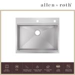 Alpine Reserve Drop-in 27-in x 22-in Stainless steel Single bowl 16 -Gauge Workstation Kitchen Sink