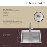 Alpine Reserve Drop-in 27-in x 22-in Stainless steel Single bowl 16 -Gauge Workstation Kitchen Sink