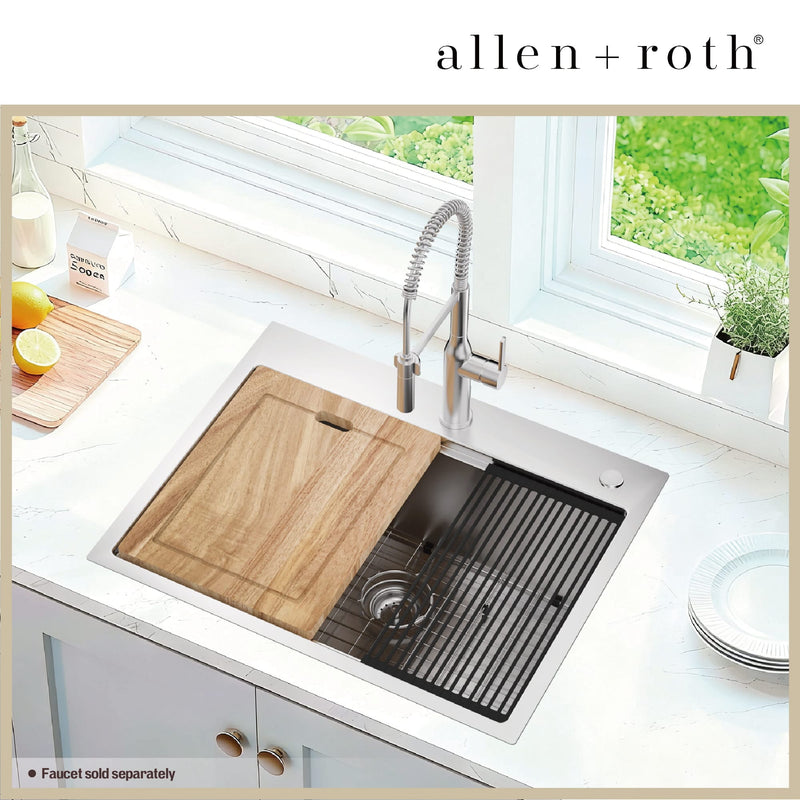 Alpine Reserve Drop-in 27-in x 22-in Stainless steel Single bowl 16 -Gauge Workstation Kitchen Sink