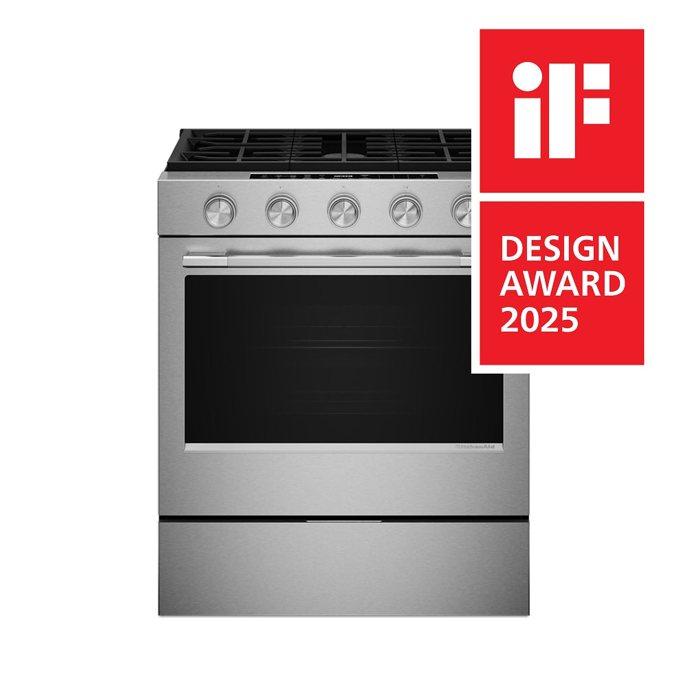 KitchenAid 30-in 5 burners 5-cu ft Air Fry Convection Oven Slide-In Natural Gas Range ( Fingerprint Resistant Stainless Steel )