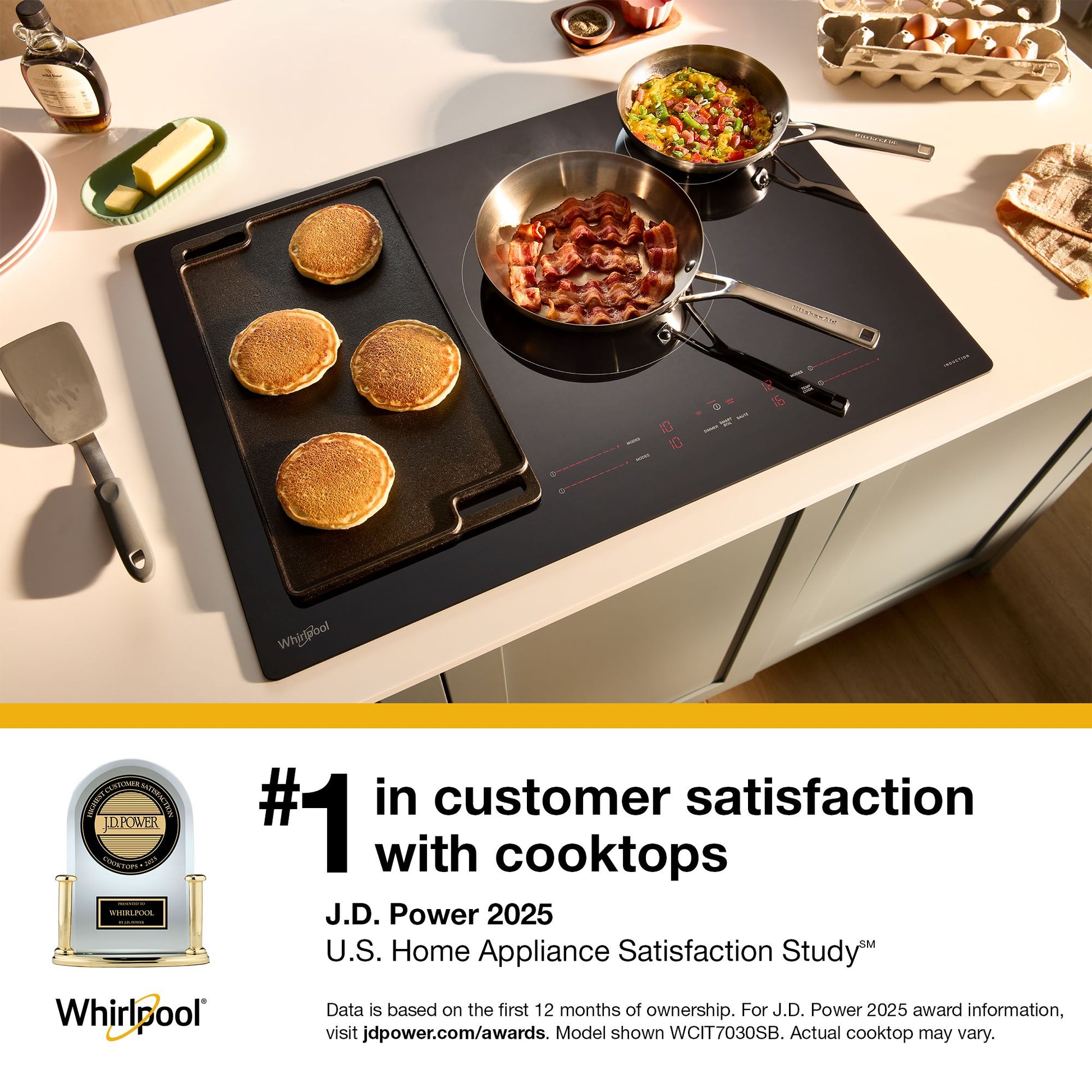 Whirlpool 30-in 4 burners Stainless steel Induction Cooktop