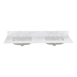 Alpine Reserve Carrara 61-in x 22-in White Natural Marble Undermount Double Sink Widespread Faucet Mount Bathroom Vanity Top
