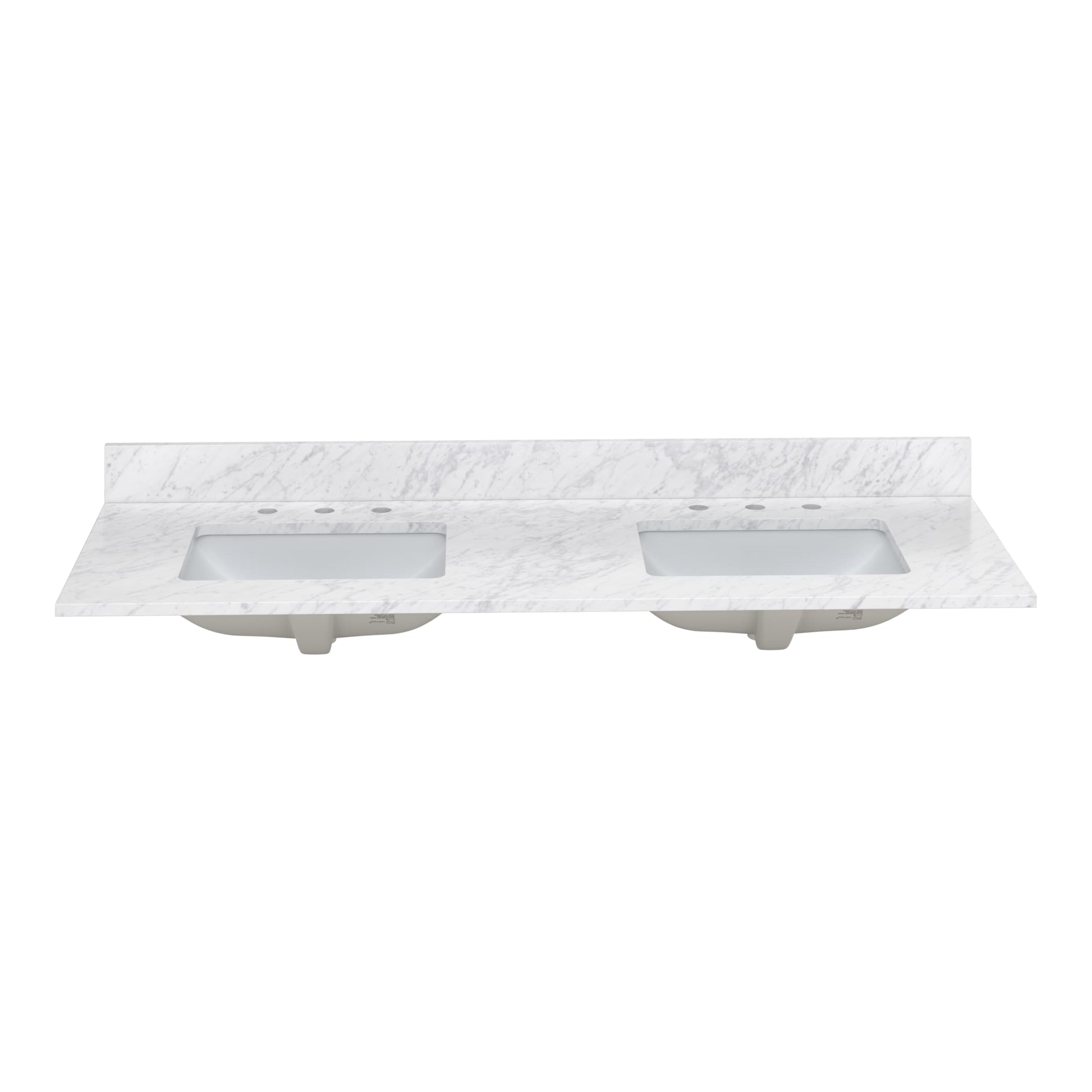 Alpine Reserve Carrara 61-in x 22-in White Natural Marble Undermount Double Sink Widespread Faucet Mount Bathroom Vanity Top
