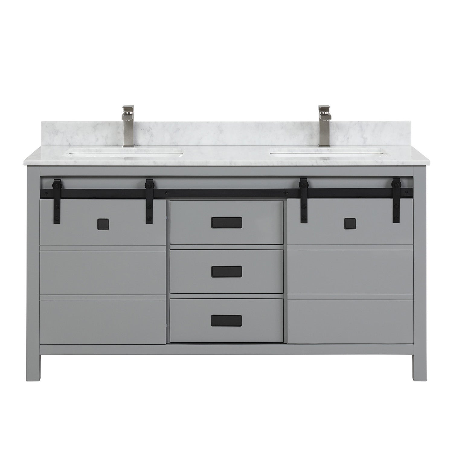 Florence Gray 60-inch Double Sink Bathroom Vanity with Carrara White Marble Top, VV360G-TV160D, FINAL PRICE: $999.99 + TAX
