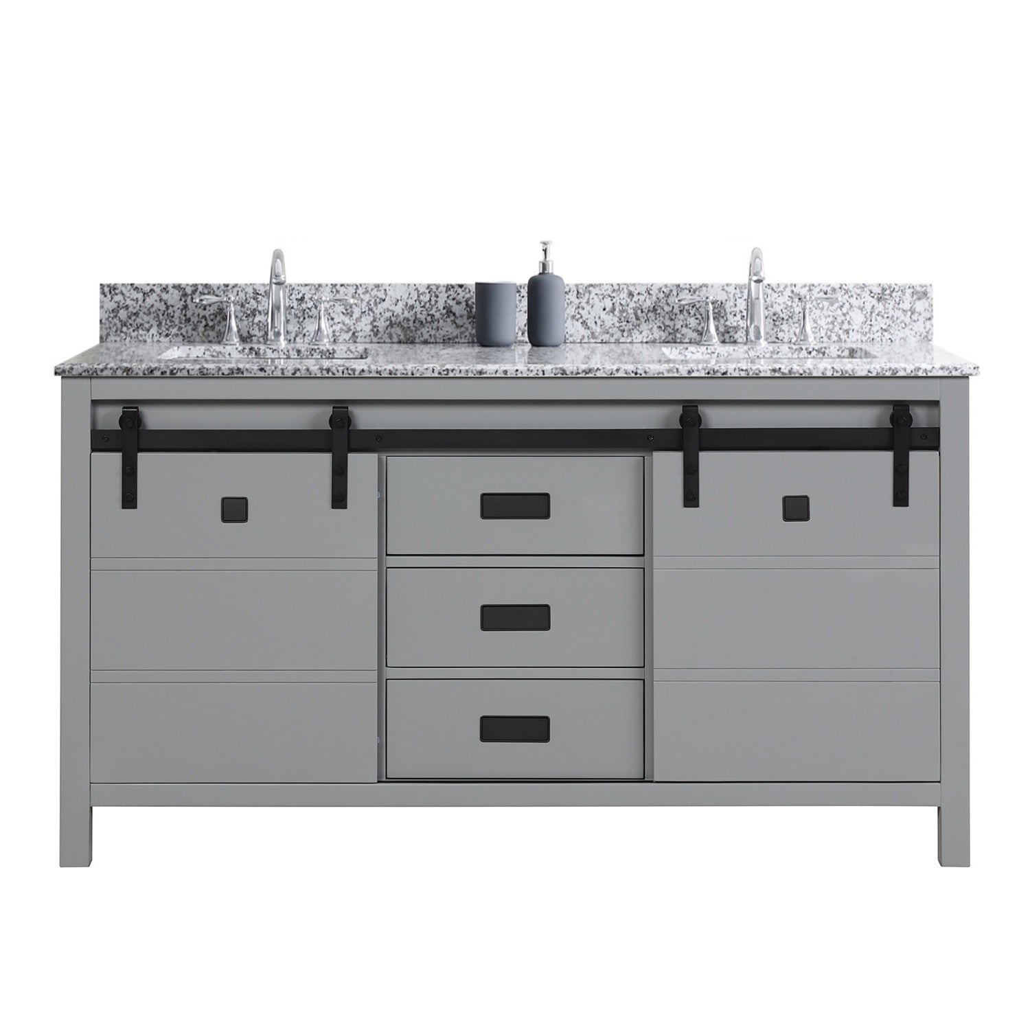 Florence 72-inch Double Sink Vanity in Grey with Arctic White Granite CounterTop, VV372G-AWGSQ-GR, FINAL PRICE: $999.99 + TAX