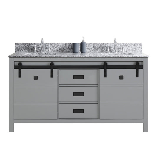 Florence 72-inch Double Sink Vanity in Grey with Arctic White Granite CounterTop, VV372G-AWGSQ-GR, FINAL PRICE: $999.99 + TAX