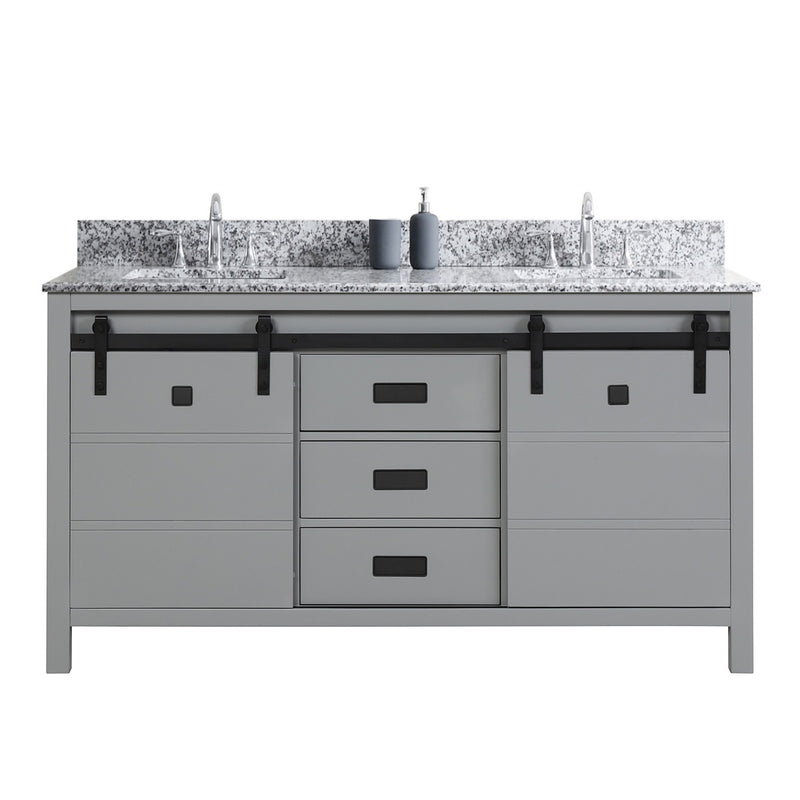 Florence 72-inch Double Sink Vanity in Grey with Arctic White Granite CounterTop, VV372G-AWGSQ-GR, FINAL PRICE: $999.99 + TAX