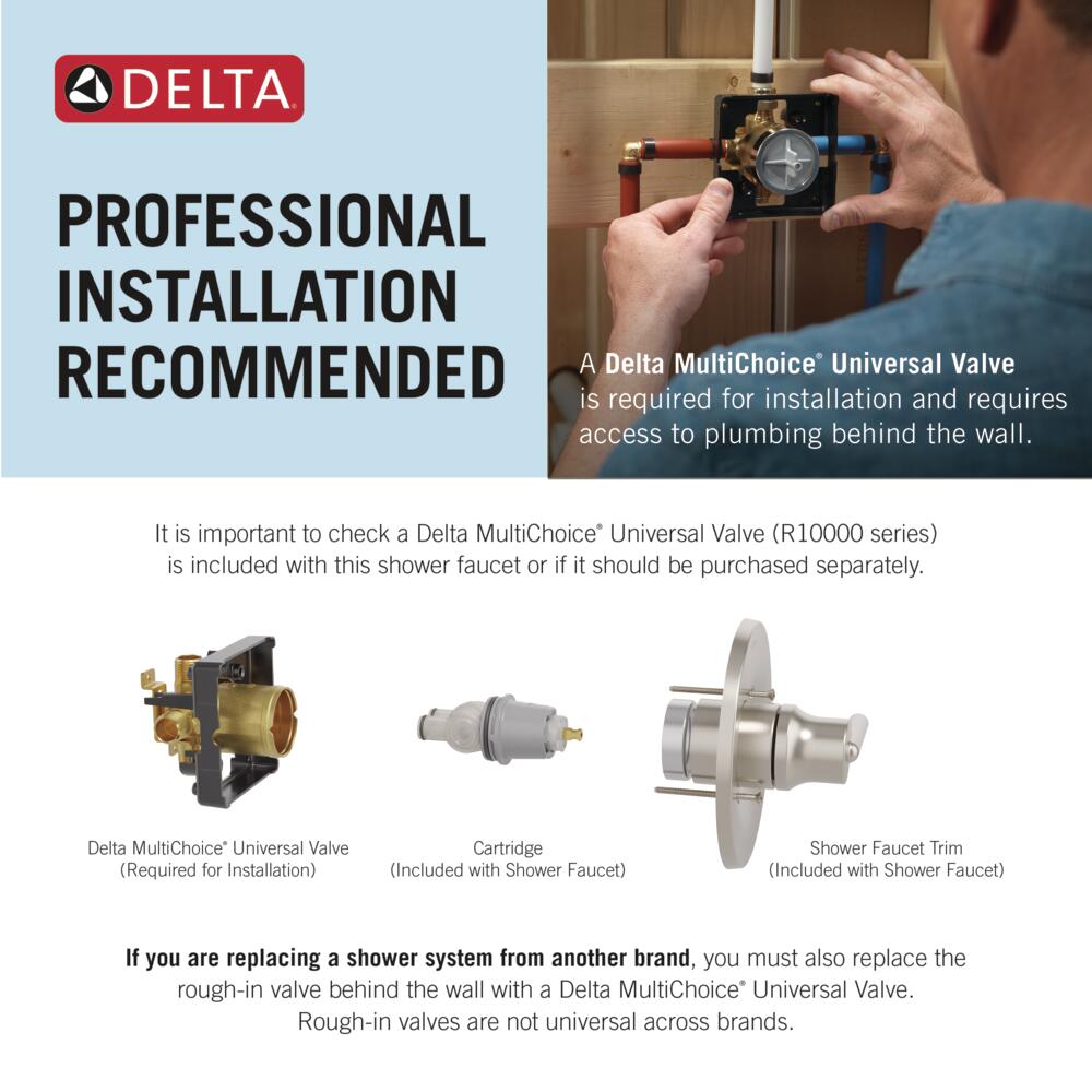 Delta Ashlyn Matte Black 1-handle Single function 5.25-in Square Shower Faucet ( Valve not Included )