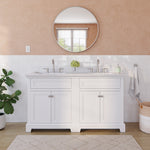 Alpine Reserve Carrara 61-in x 22-in White Natural Marble Undermount Double Sink Widespread Faucet Mount Bathroom Vanity Top