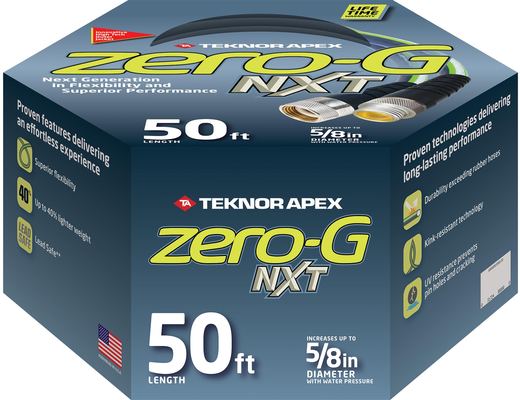 Zero-G NXT 5100-50 Lightweight Ultra Flexible Durable Kink-Free Garden Hose 5/8-Inch by 50-Feet (5/8 x 50ft) [FBM-355]