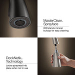 KOHLER Leto Matte Black Single Handle Deck-mount Pull-down Kitchen Faucet with Sprayer (Includes Deck Plate), MSRP: $249, FINAL PRICE: $149.99 + TAX