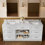 JEAREY Standard Size 72-in White Double Sink Bathroom Vanity with White Marble Top (Fully Assembled)