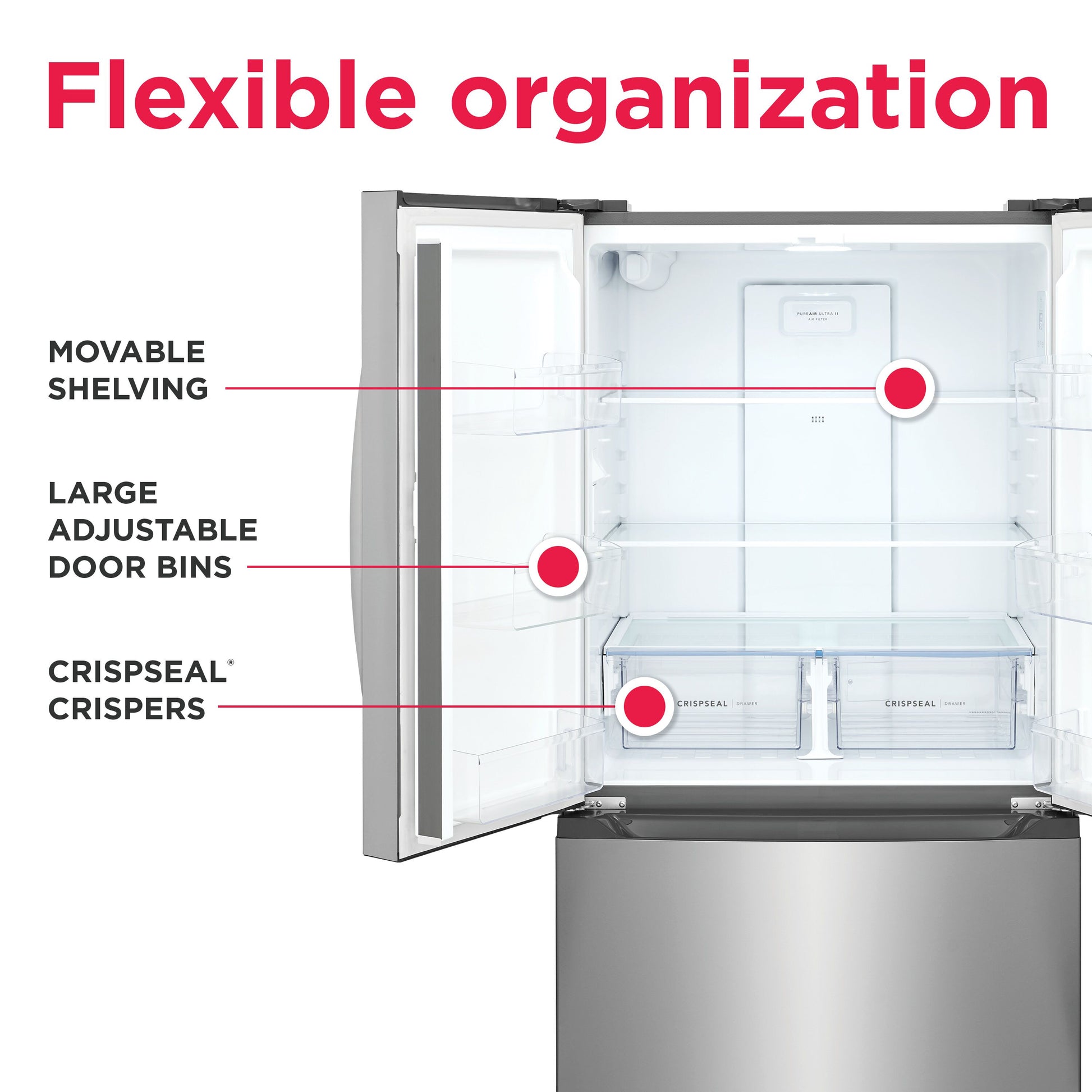 Frigidaire Counter-Depth 19.9-cu ft 35-in Wide French Door Refrigerator with Ice Maker ( Stainless Steel ) ENERGY STAR Certified