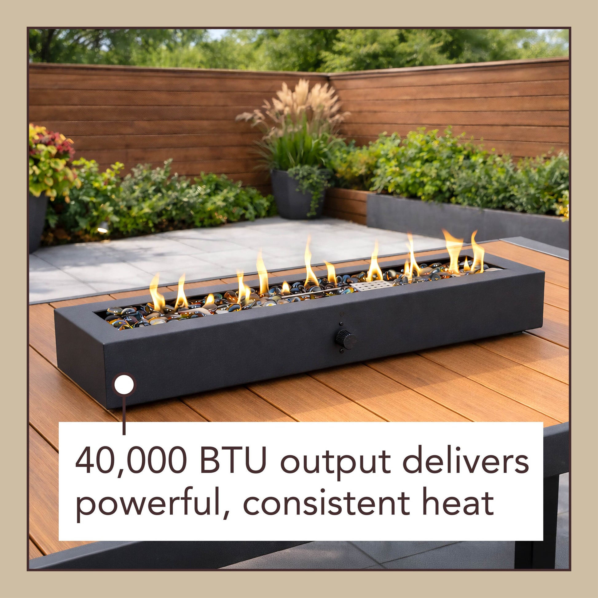 Alpine Reserve 28-in W 40000 Maximum BTUs Steel Rectangle Portable Liquid propane Fire pit