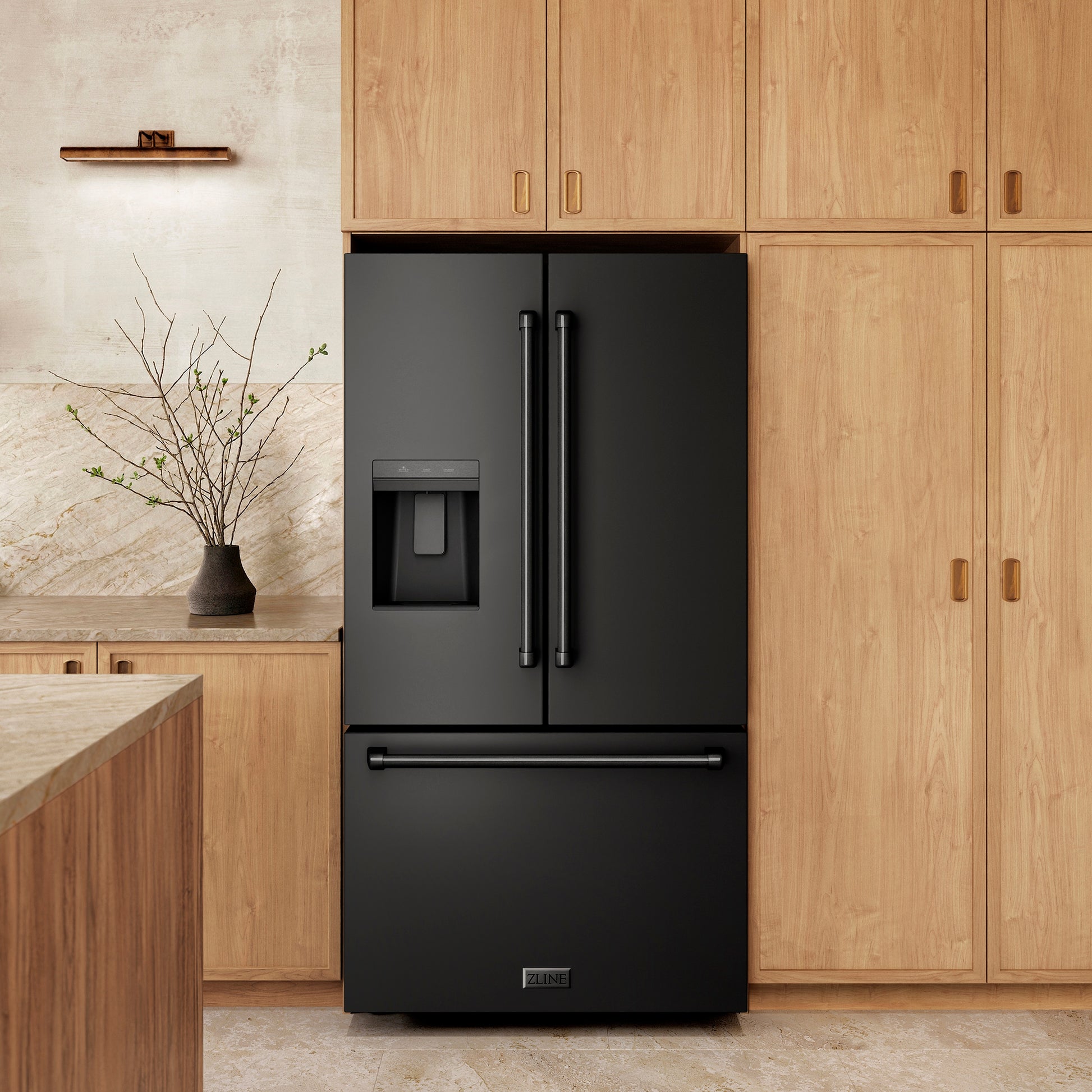 ZLINE KITCHEN & BATH Standard-Depth 28.9-cu ft 36-in Wide with Dual Ice Maker ( Black