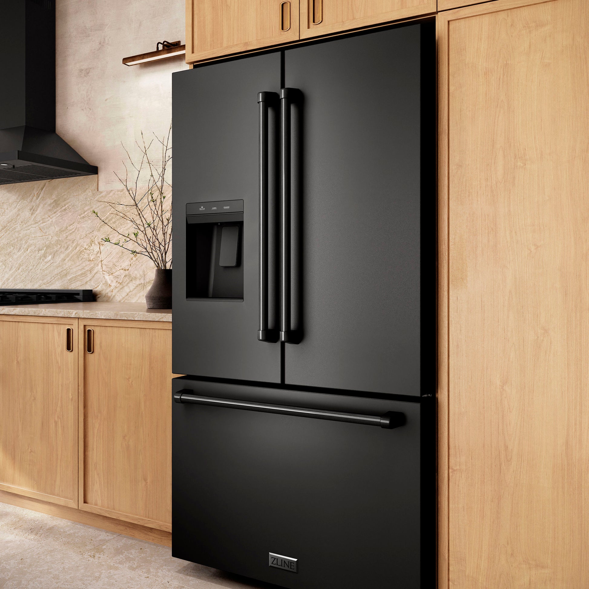 ZLINE KITCHEN & BATH Standard-Depth 28.9-cu ft 36-in Wide with Dual Ice Maker ( Black